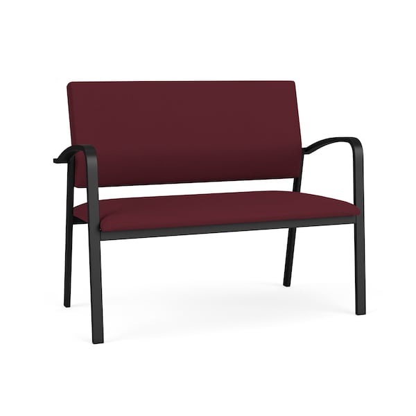Lesro Newport 2 Seat Tandem Seating Metal Frame No Center Arms, Black, OH Wine Upholstery NP1501 - main